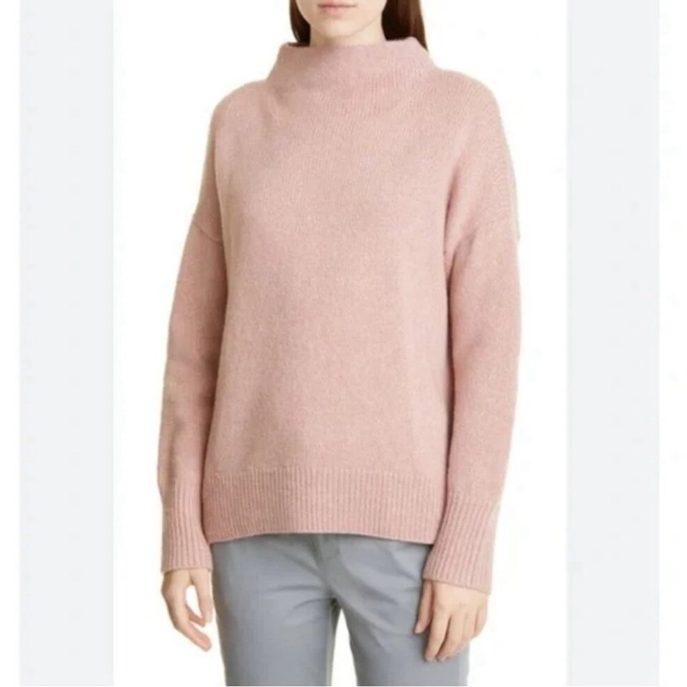 Vince Funnel Neck Sweater Womens M Blush Cashmere Wool Blend Retail $395